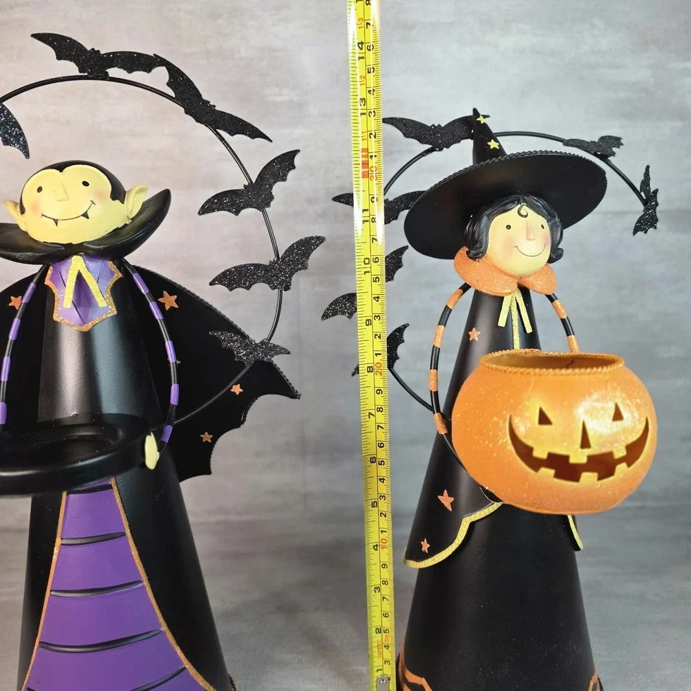PartyLite Abracadabra Witch & Dracula Batcula Vampire Bats Candle Holder SET - Picture 16 of 16